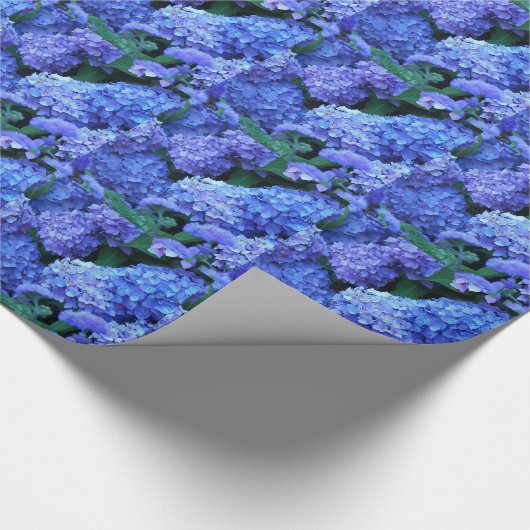 Blue Hydrangea Floral Pattern Cadeaupapier (Hoek)