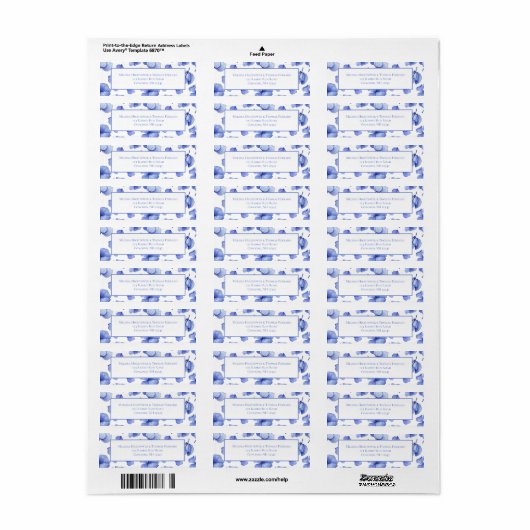 Blue Hydrangea Floral Petals Weddenschap Etiket (Full Sheet)