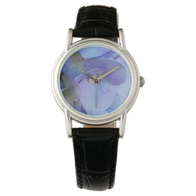 Blue Hydrangea Floral Photography Horloge (Voorkant)