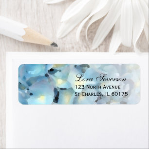 Blue Hydrangea Floral Return Address Etiket