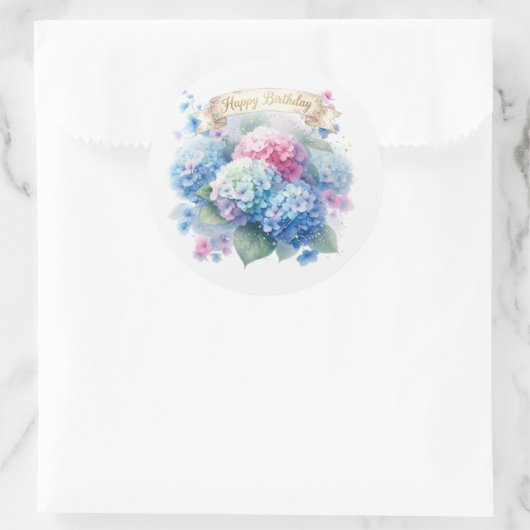 Blue Hydrangea Floral  Ronde Sticker (Tas)