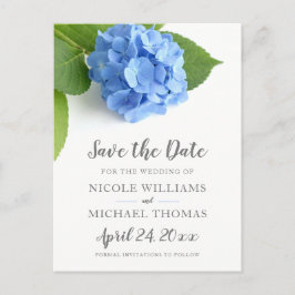 Blue Hydrangea Floral Save the Date Aankondigingskaart