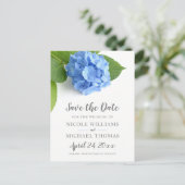 Blue Hydrangea Floral Save the Date Aankondigingskaart (Staand voorkant)