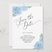 Blue Hydrangea Floral Save the Date Kaart (Voorkant)