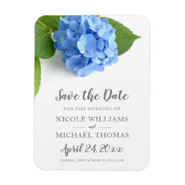 Blue Hydrangea Floral Save the Date Magneet