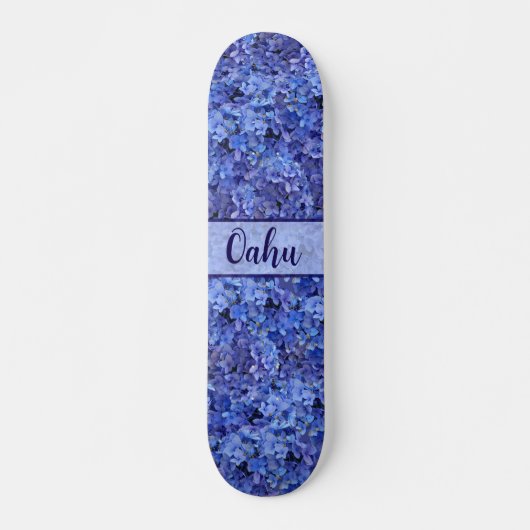 Blue Hydrangea Floral Skate Board (Voorkant)