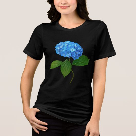 Blue Hydrangea Floral T-shirt (Voorkant)