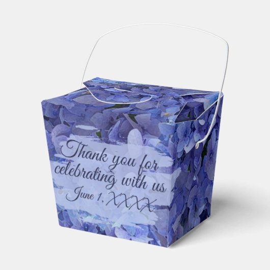 Blue Hydrangea Floral Takeout Bedankdoosjes (Voorkant Zijde)