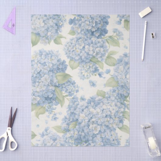 Blue Hydrangea Floral Tissue Paper Tissuepapier (Craft)