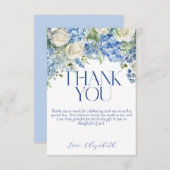 Blue Hydrangea Floral Vrijgezellenfeest bedankje Kaart (Voorkant / Achterkant)