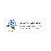 Blue Hydrangea Floral Vrijgezellenfeest Labels (Voorkant)