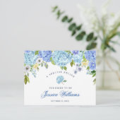 Blue Hydrangea Floral Vrijgezellenfeest Recipe Kaa Briefkaart (Staand voorkant)