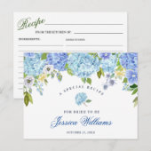 Blue Hydrangea Floral Vrijgezellenfeest Recipe Kaa Briefkaart (Voorkant / Achterkant)