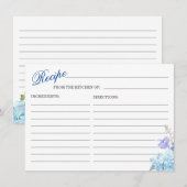 Blue Hydrangea Floral Vrijgezellenfeest Recipe Kaa Informatiekaartje (Voorkant / Achterkant)