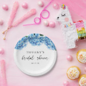 Blue Hydrangea Floral Vrijgezellenfeest Welkomstte Papieren Bordje (Feest)