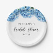 Blue Hydrangea Floral Vrijgezellenfeest Welkomstte Papieren Bordje (Voorkant)