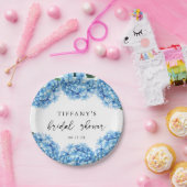 Blue Hydrangea Floral Vrijgezellenfeest Welkomstte Papieren Bordje (Feest)