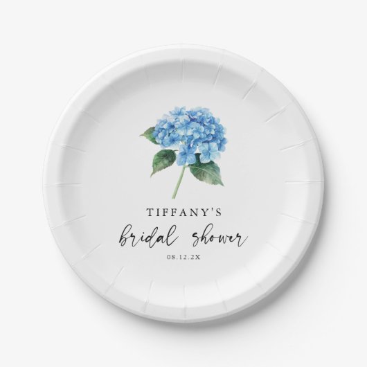 Blue Hydrangea Floral Vrijgezellenfeest Welkomstte Papieren Bordje (Voorkant)