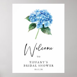 Blue Hydrangea Floral Vrijgezellenfeest Welkomstte Poster