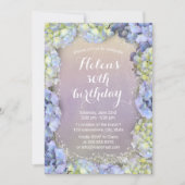 Blue Hydrangea Floral Waterverf Birthday Party Kaart (Voorkant)