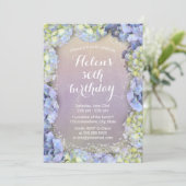 Blue Hydrangea Floral Waterverf Birthday Party Kaart (Staand voorkant)