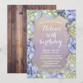 Blue Hydrangea Floral Waterverf Birthday Party Kaart (Voorkant / Achterkant)