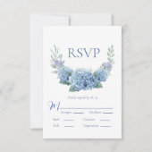 Blue Hydrangea Floral Waterverf Wedding RSVP (Voorkant)