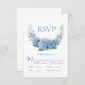 Blue Hydrangea Floral Waterverf Wedding RSVP (Voorkant / Achterkant)