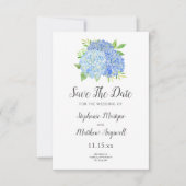 Blue Hydrangea Floral Waterverf Wedding Save The Date (Voorkant)
