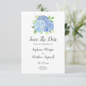 Blue Hydrangea Floral Waterverf Wedding Save The Date (Staand voorkant)