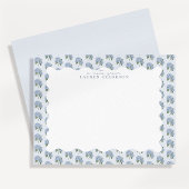 Blue Hydrangea Floral Wavy Border Note Card Notitiekaartje