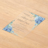 Blue Hydrangea Floral Wedding  Acryl Uitnodigingen (Laagn)