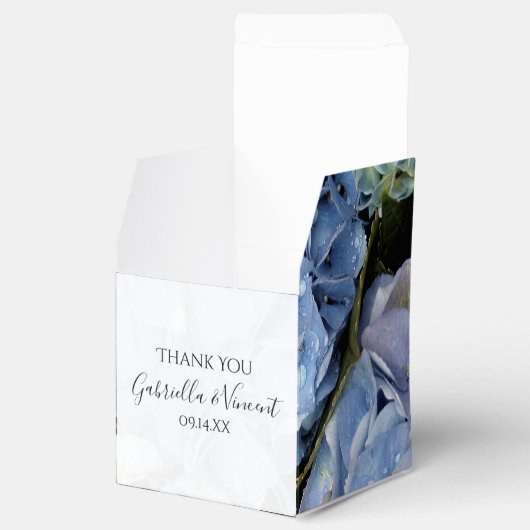 Blue Hydrangea Floral Wedding Bedankdoosjes (Geopend)