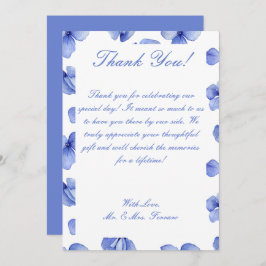 Blue Hydrangea Floral Wedding Bedankkaart