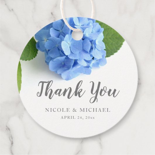 Blue Hydrangea Floral Wedding Bedankt Bedankjes Labels (Achterkant)