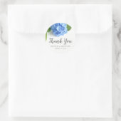 Blue Hydrangea Floral Wedding Bedankt Ronde Sticker (Tas)