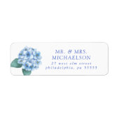 Blue Hydrangea Floral Wedding Etiket (Voorkant)