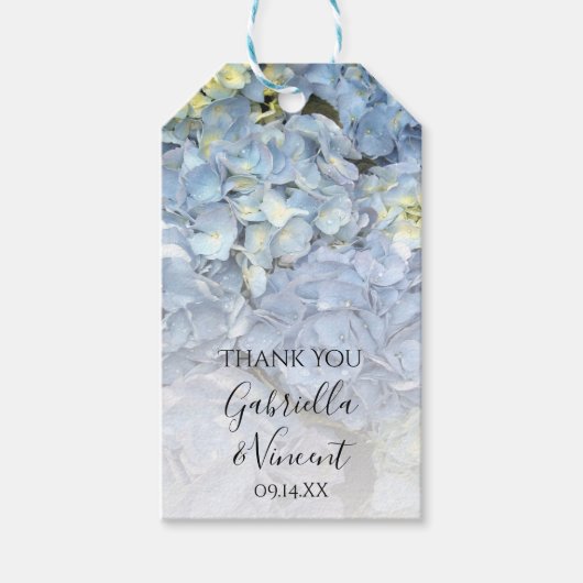 Blue Hydrangea Floral Wedding Favor Labels Cadeaulabel (Voorkant)
