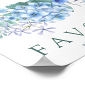Blue Hydrangea Floral Wedding Favor Sign Poster (Hoek)