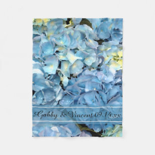 Blue Hydrangea Floral Wedding Fleece Deken