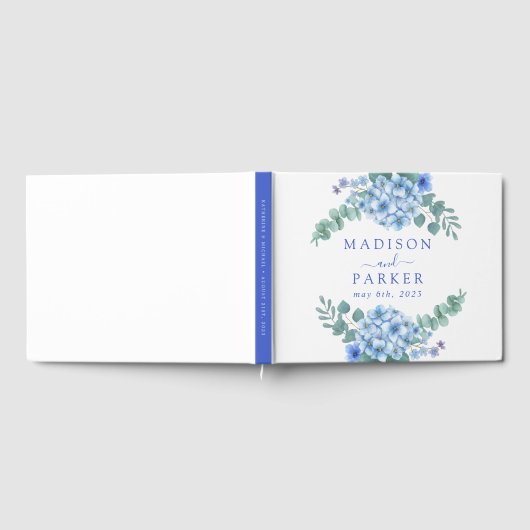 Blue Hydrangea Floral Wedding Gastenboek (Volledig)