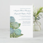 Blue Hydrangea Floral Wedding Invitation Kaart (Staand voorkant)
