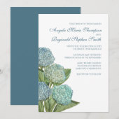 Blue Hydrangea Floral Wedding Invitation Kaart (Voorkant / Achterkant)