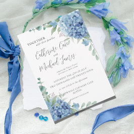 Blue Hydrangea Floral Wedding Kaart