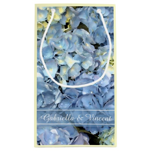Blue Hydrangea Floral Wedding Klein Cadeauzakje (Achterkant)