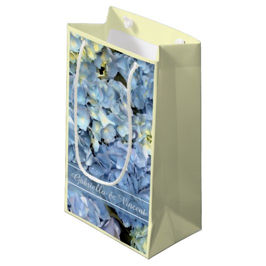 Blue Hydrangea Floral Wedding Klein Cadeauzakje (Voorkant Gekanteld)