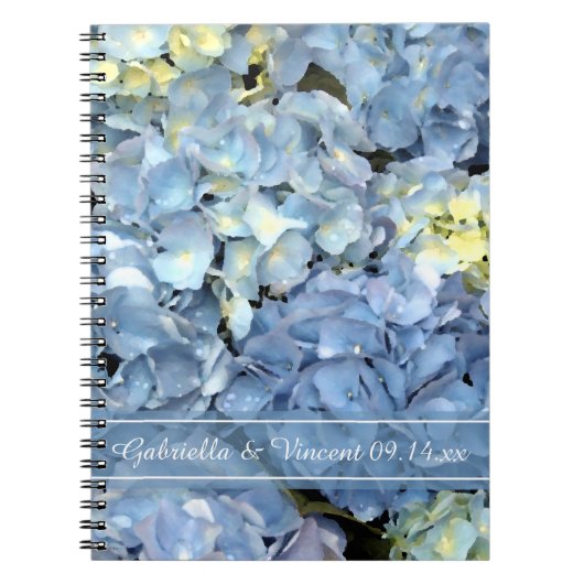 Blue Hydrangea Floral Wedding Notitieboek (Voorkant)