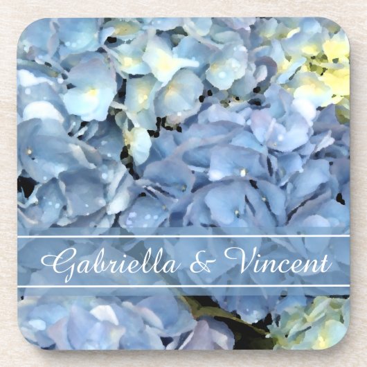Blue Hydrangea Floral Wedding Onderzetter (Voorkant)