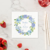 Blue Hydrangea Floral Wedding Paper Napkin Servet (Insitu)