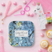 Blue Hydrangea Floral Wedding Papieren Bordje (Feest)